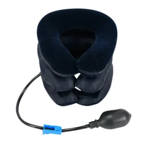 Inflatable cervical neck traction device with hand pump